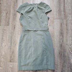 Cap Sleeve knee length belted sheath dress
